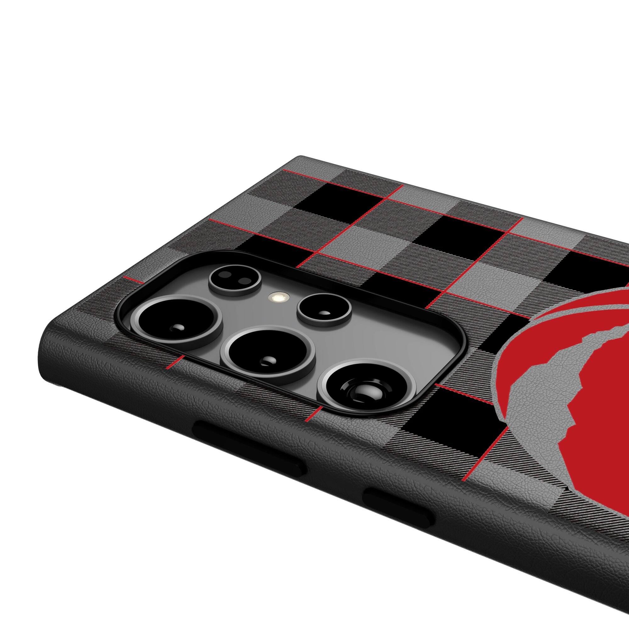 Alt View 3. Keyscaper - Toronto Raptors Plaid Galaxy Magnetic Bump Case - S25 Ultra - Black.