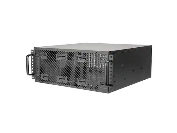 Front. SilverStone - SilverStone SST-RM4A Black 4U Rackmount Server Chassis with Enhanced 360mm Radiators Compatibility - Black.