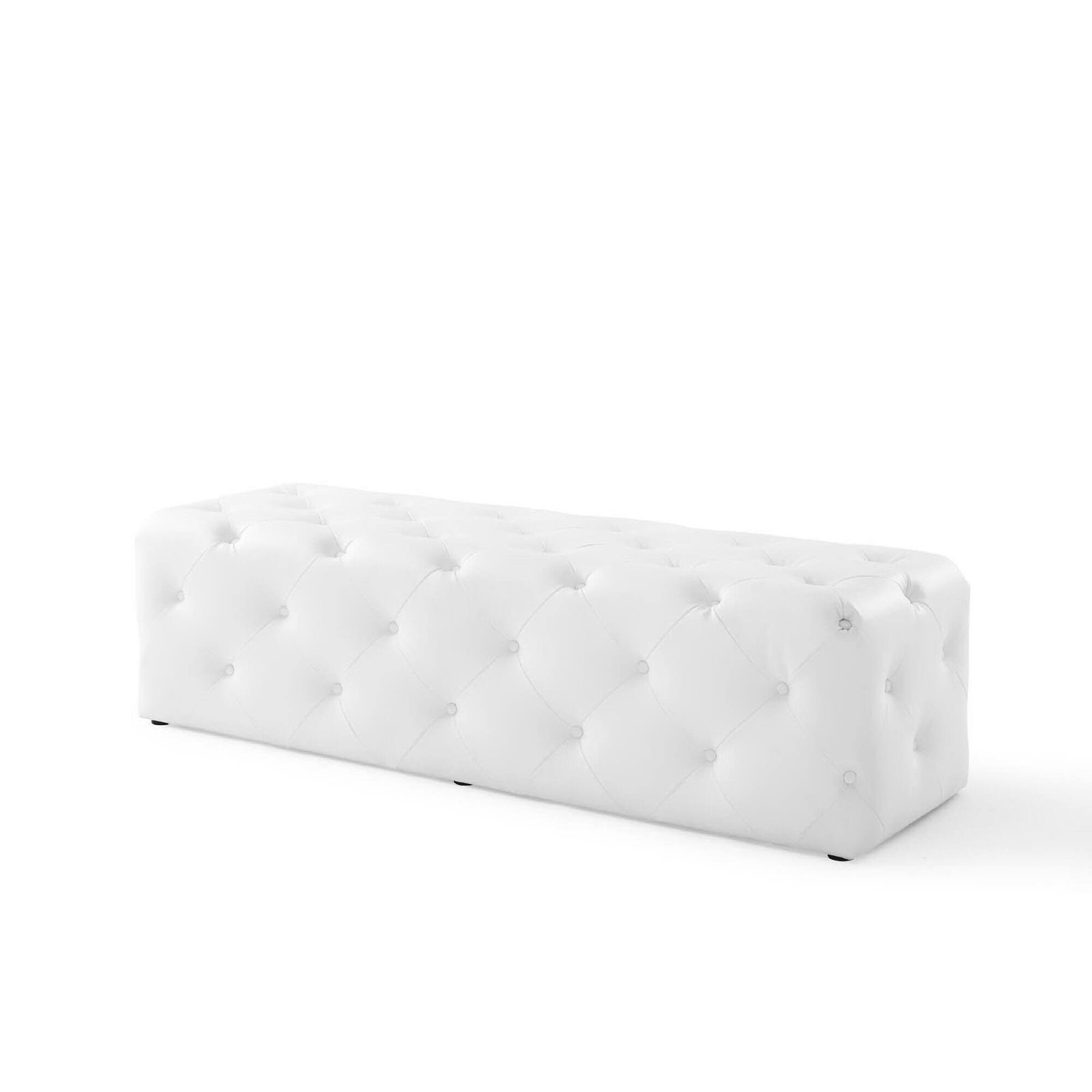 Left. Modway - Amour 60" Tufted Button Entryway Faux Leather Bench by Modway - White.