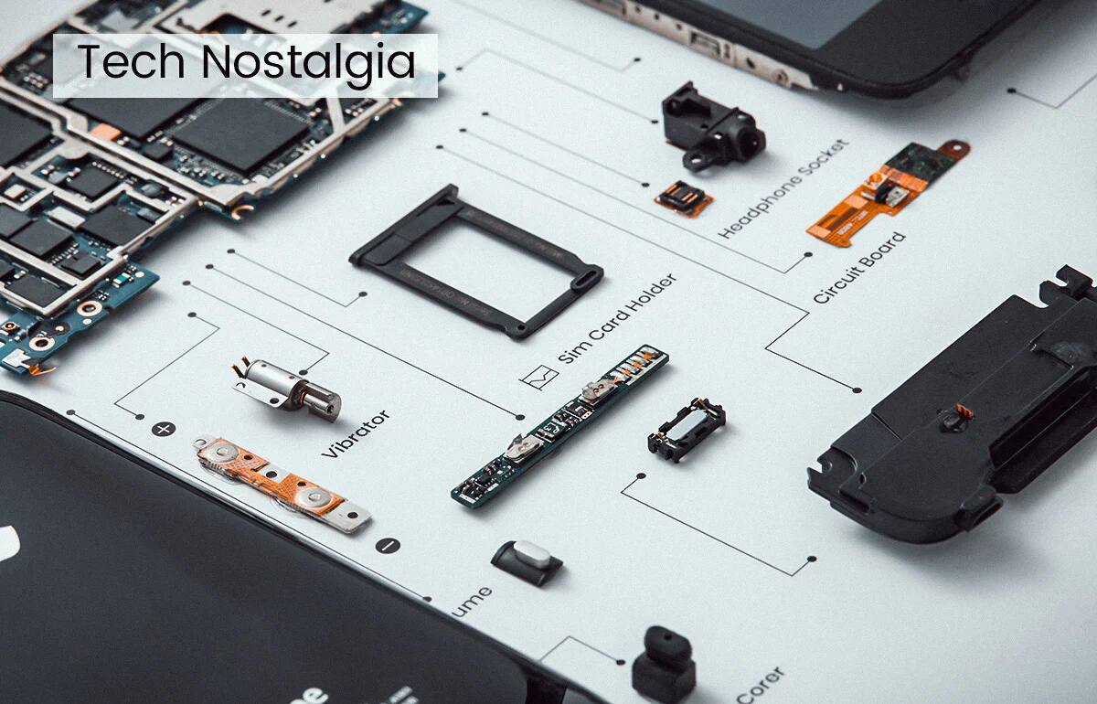 Tech Nostalgia

- SIM Card Holder
- Headphone Socket
- Circuit Board
- Vibrator
- Volume
- Corner