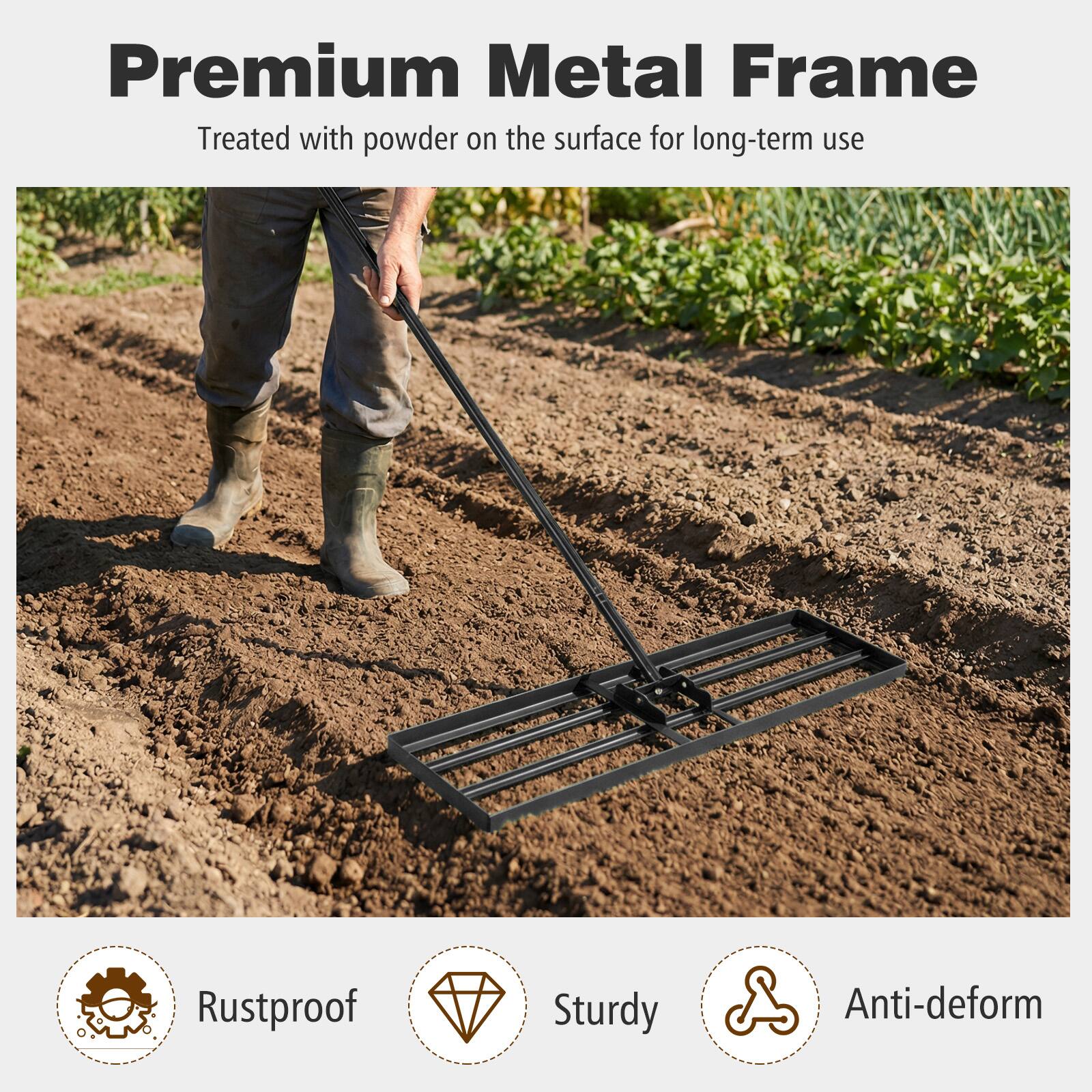 Premium Metal Frame  
Treated with powder on the surface for long-term use  

- Rustproof  
- Sturdy  
- Anti-deform