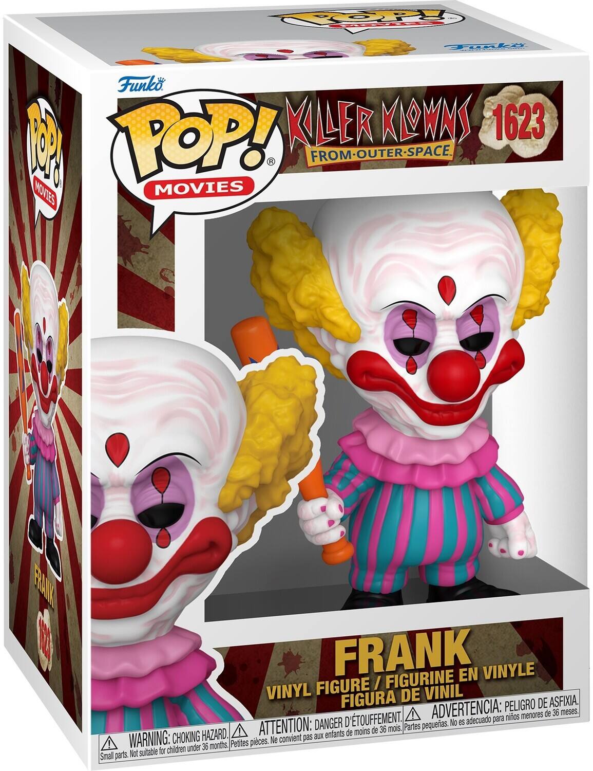 TOP TOaLa Funko. POP! KILER KLOWNS 1623 FROM-OUTER-SPACE MOVIES FRANK EN VINYLE FIGURE / FIGURINE VINYL FIGURA DE VINIL PELIGRO DE ASFIXIA. D'TOUFFEMENT. ADVERTENCIA: para nios menores de 36 meses. DANGER pequeras. No es adecuado HAZARID. ATTENTION: XUS enfants de moins de 36 mois. Partes WARNING: CHOKING Petites pieces. Ne convient pas for children under 36 months Small parts. Not suitable