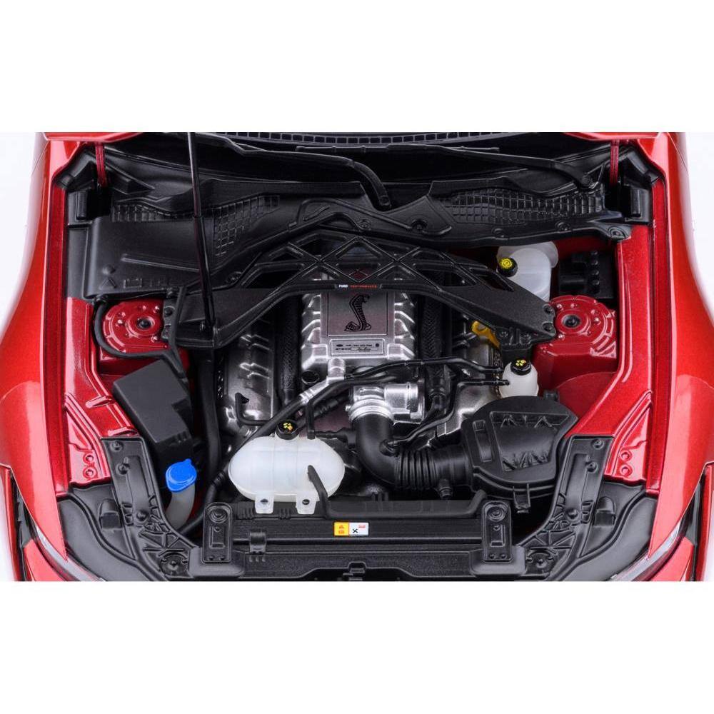 Left. Autoart - Ford Mustang Shelby GT500 Rapid Red Metallic with Black Stripes 1/18 Model Car by Autoart - Red Metallic with Black.