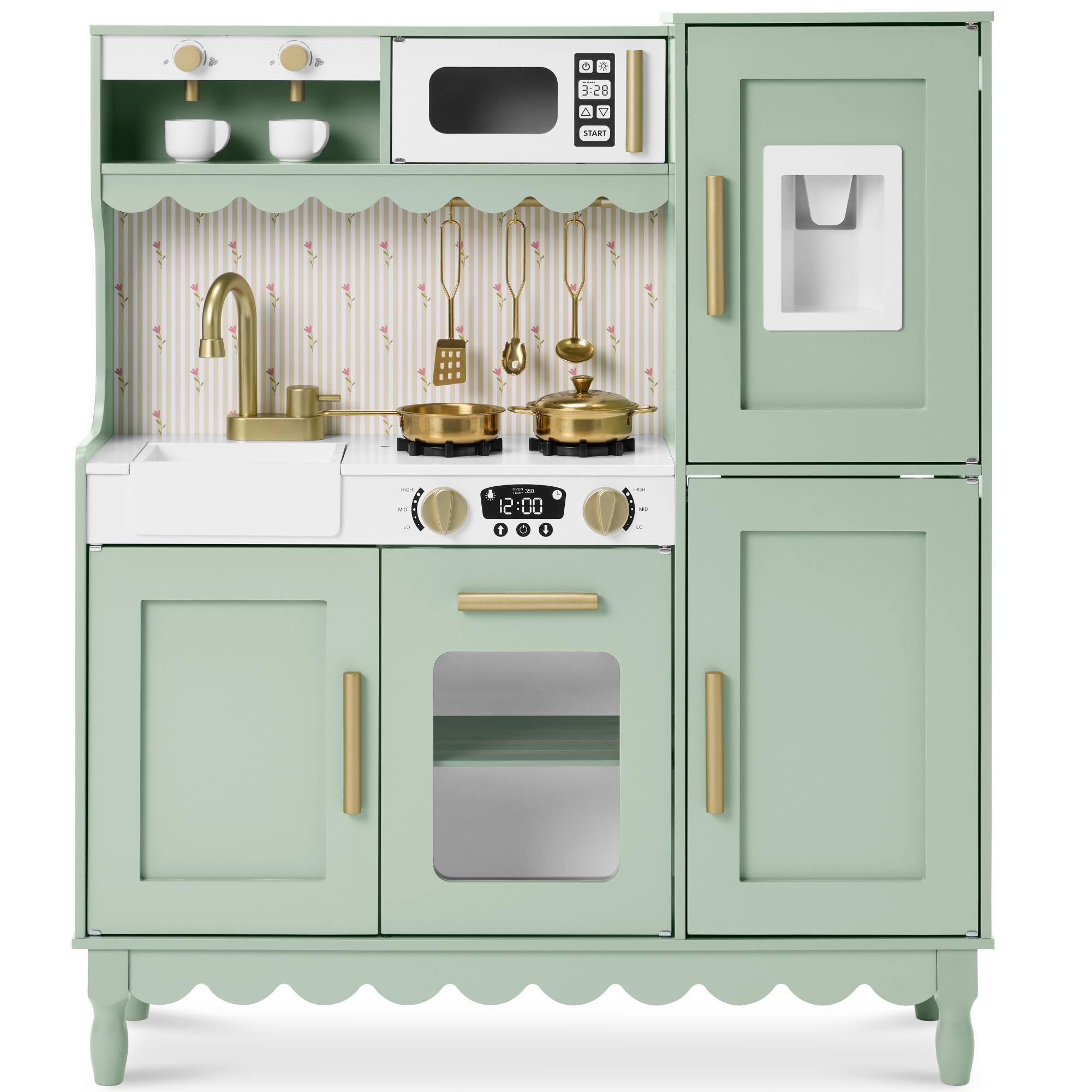 Best Choice Products - Wooden Cottage Kids Pretend Play Kitchen with 11 Accessories, Espresso Machine - Sage price history on PriceWatchPro