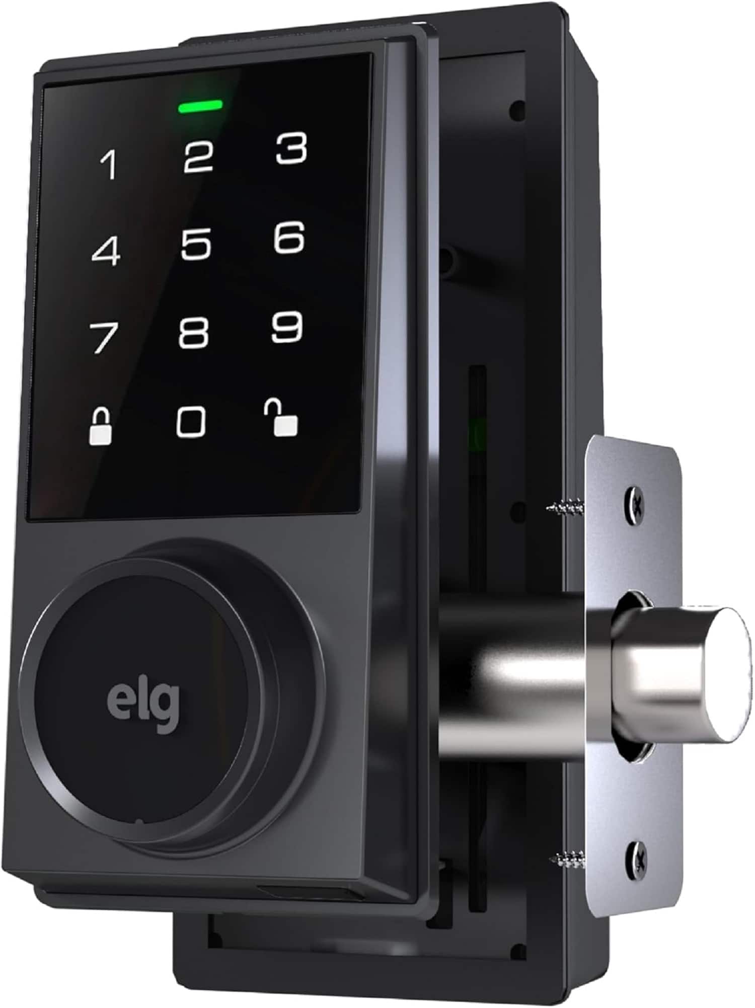 ELG - Smart Digital Door Lock with Touchscreen Keypad Auto Lock Fake PIN USB-C Key and Passcode Entry - Black