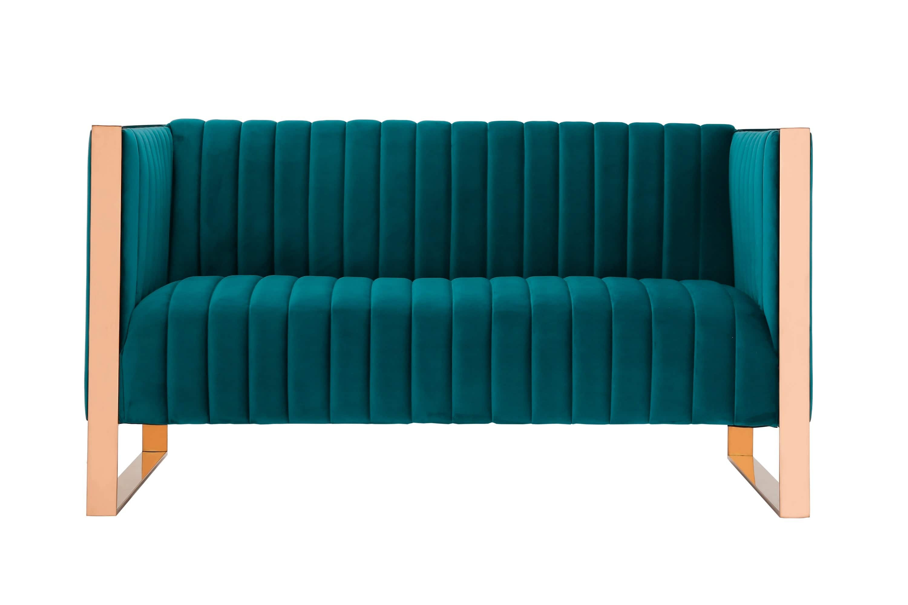 Manhattan Comfort - Trillium Mid-Century Modern 57" Velvet Loveseat - Teal