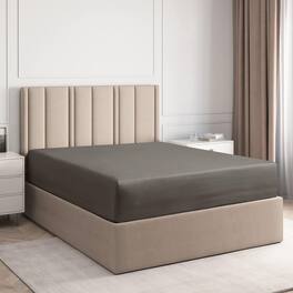 CGK Linens - 100% Cotton Sateen 400 TC Fitted Sheet Only - Deep Pocket for 8"-16" Mattresses - Full - Dark Gray