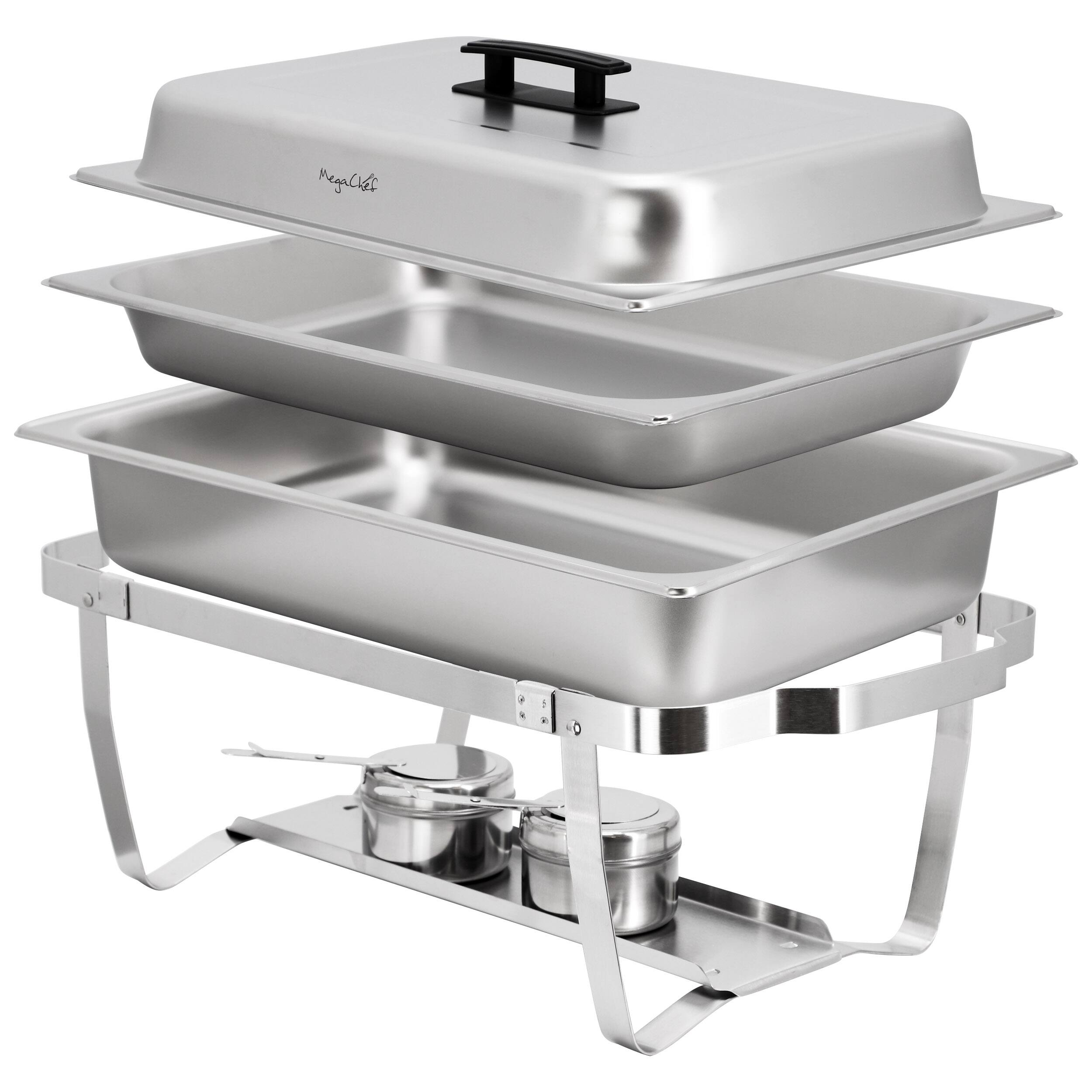 Alt View 3. MegaChef - MegaChef 9.5 Quart Foldable Stainless Steel Professional Chafing Dish/Food Warmer/Buffet Server Serving Trays - Silver.