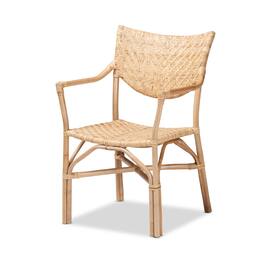 bali & pari - Damani Modern Bohemian Finished Rattan Dining Chair - Natural Brown