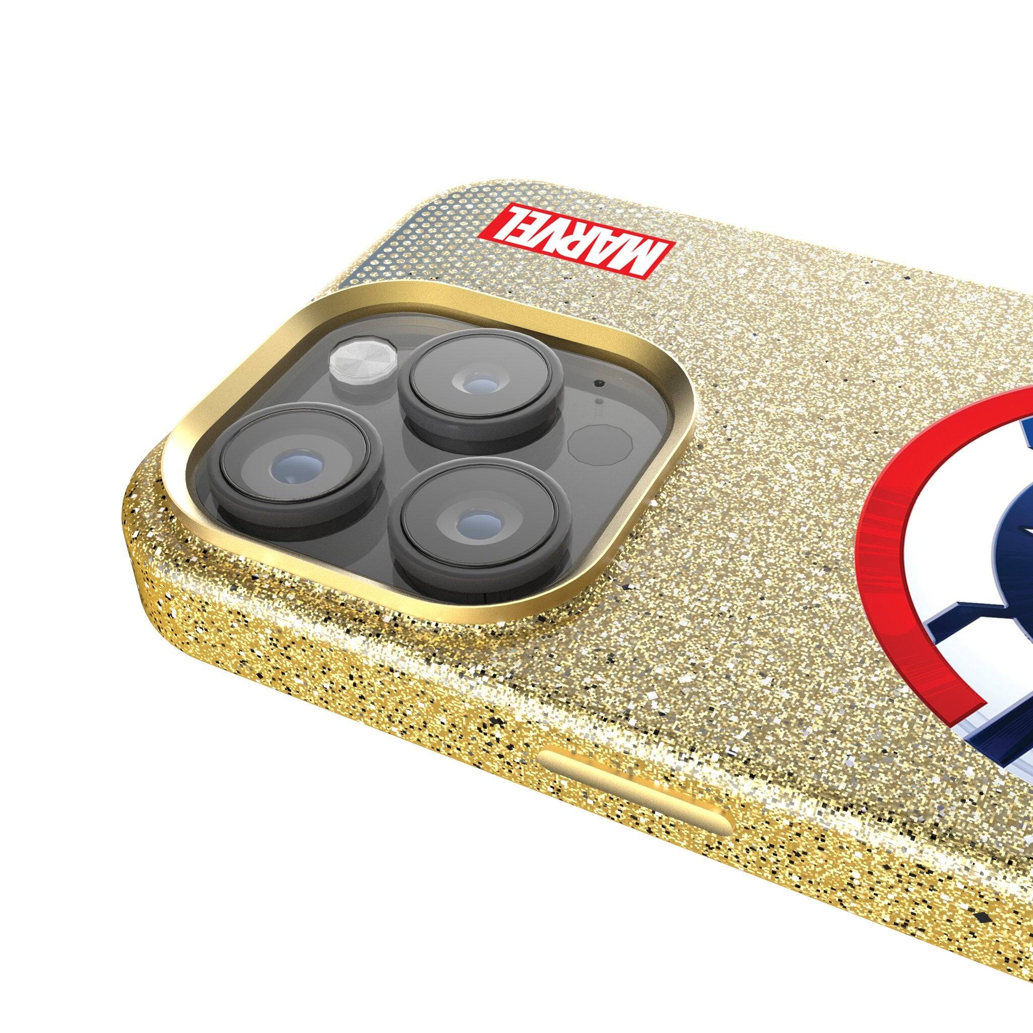 Back. Keyscaper - Marvel Grid Gold Bling Phone Case - Apple iPhone 15 Pro Max - Sam Wilson Captain America.