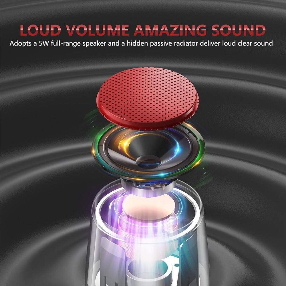 LOUD VOLUME AMAZING SOUND  
Adopts a 5W full-range speaker and a hidden passive radiator to deliver loud clear sound