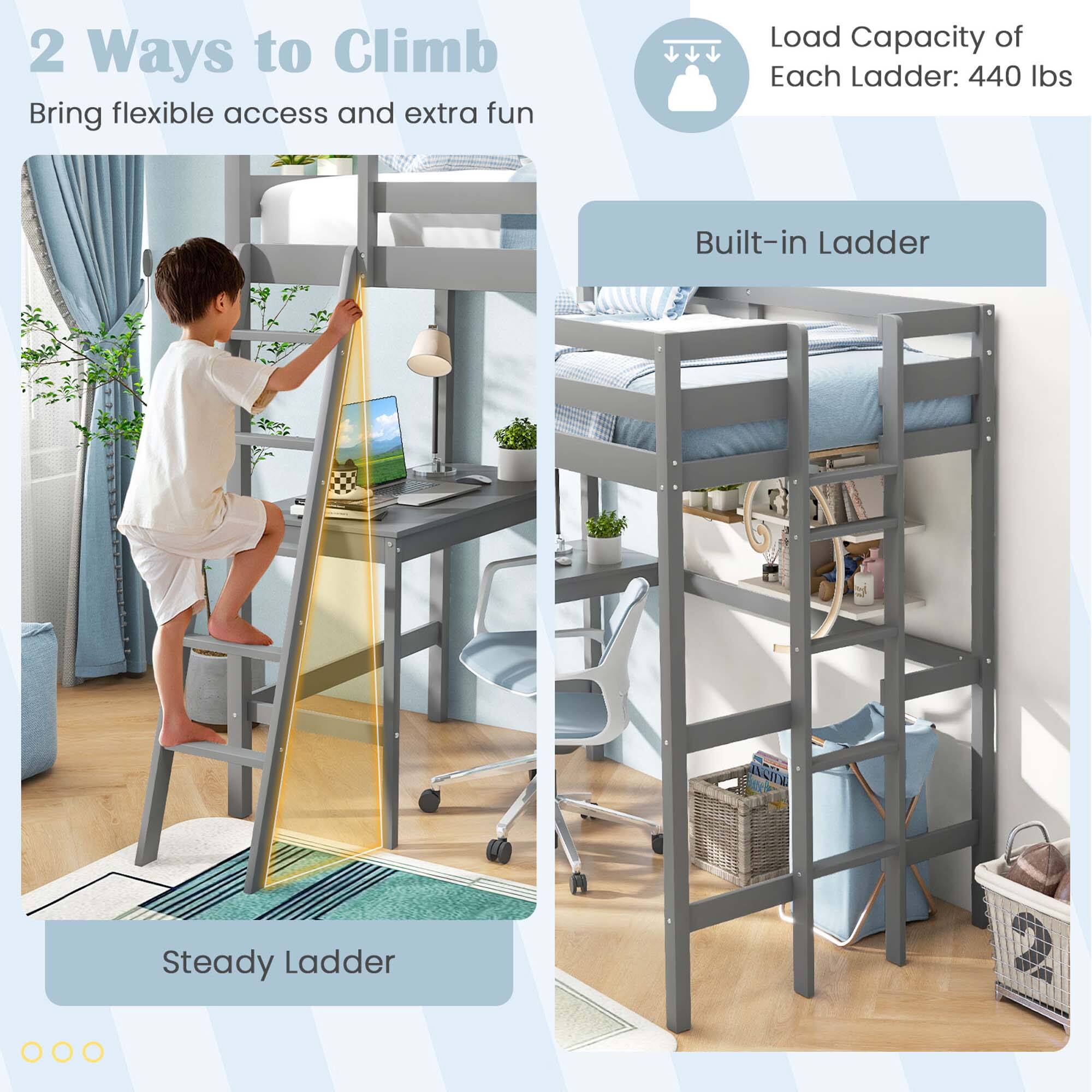 2 Ways to Climb  
Bring flexible access and extra fun  

Load Capacity of Each Ladder: 440 lbs  

Built-in Ladder  

Steady Ladder