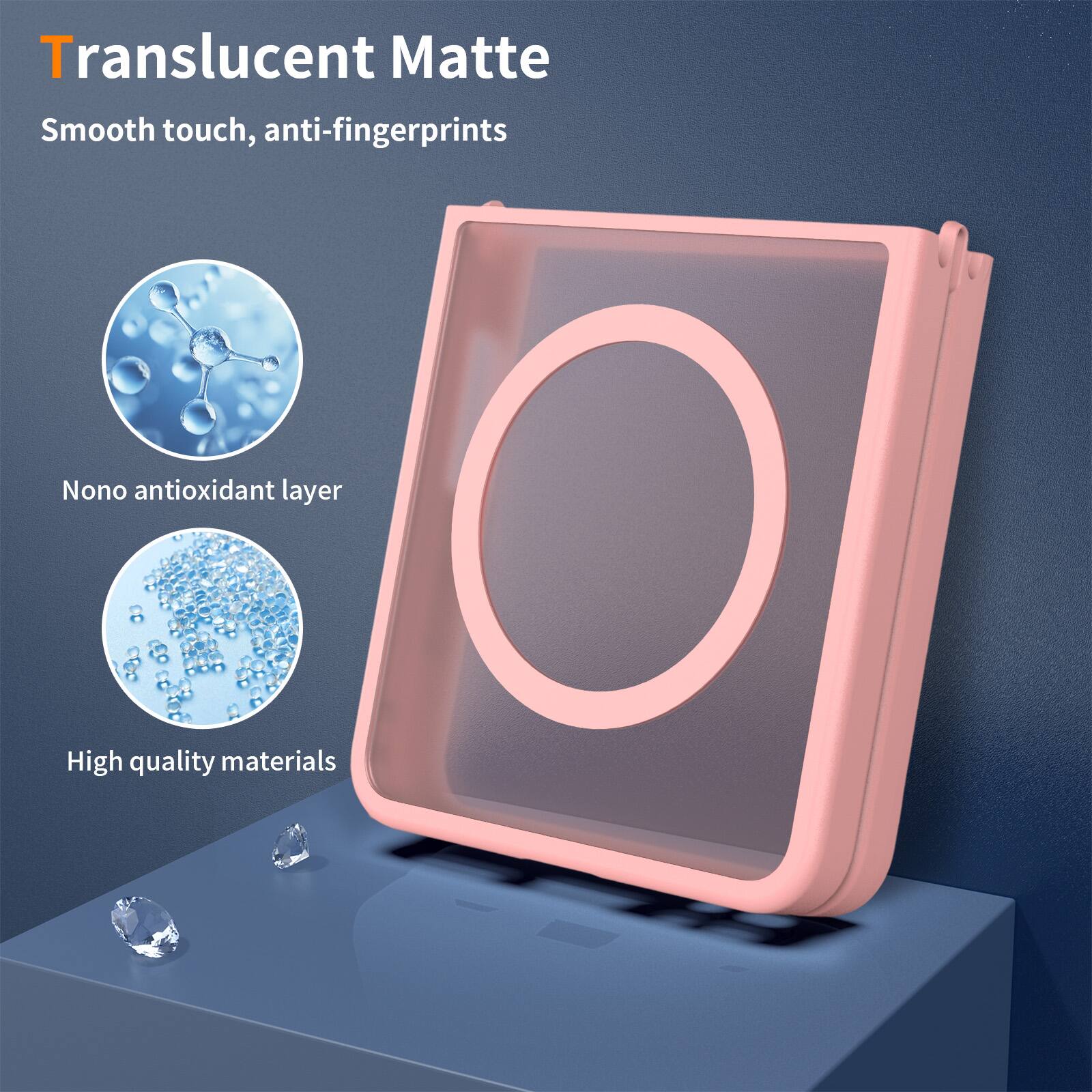 Translucent Matte  
Smooth touch, anti-fingerprints  
Nono antioxidant layer  
High quality materials