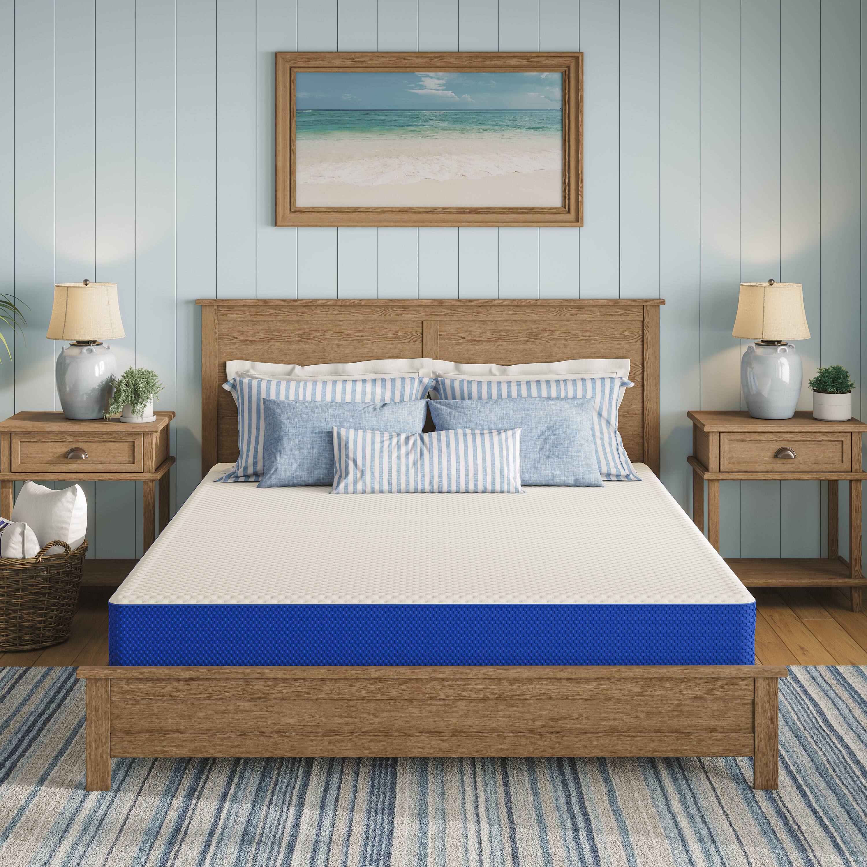 Alt View 5. Nautica - Refresh 8" Hybrid Mattress - WHITE/BLUE.