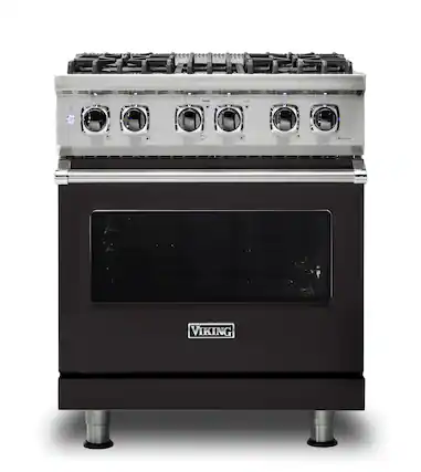 Front. Viking - 30-Inch Dual Fuel Freestanding Range - Onyx.