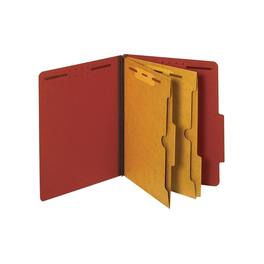 Tops Business Forms - Pressboard Folders, 2.5" Expansion, 2 Full-Pocket Dividers, 6 Fasteners, Letter Size, Red Exterior, 10/Box