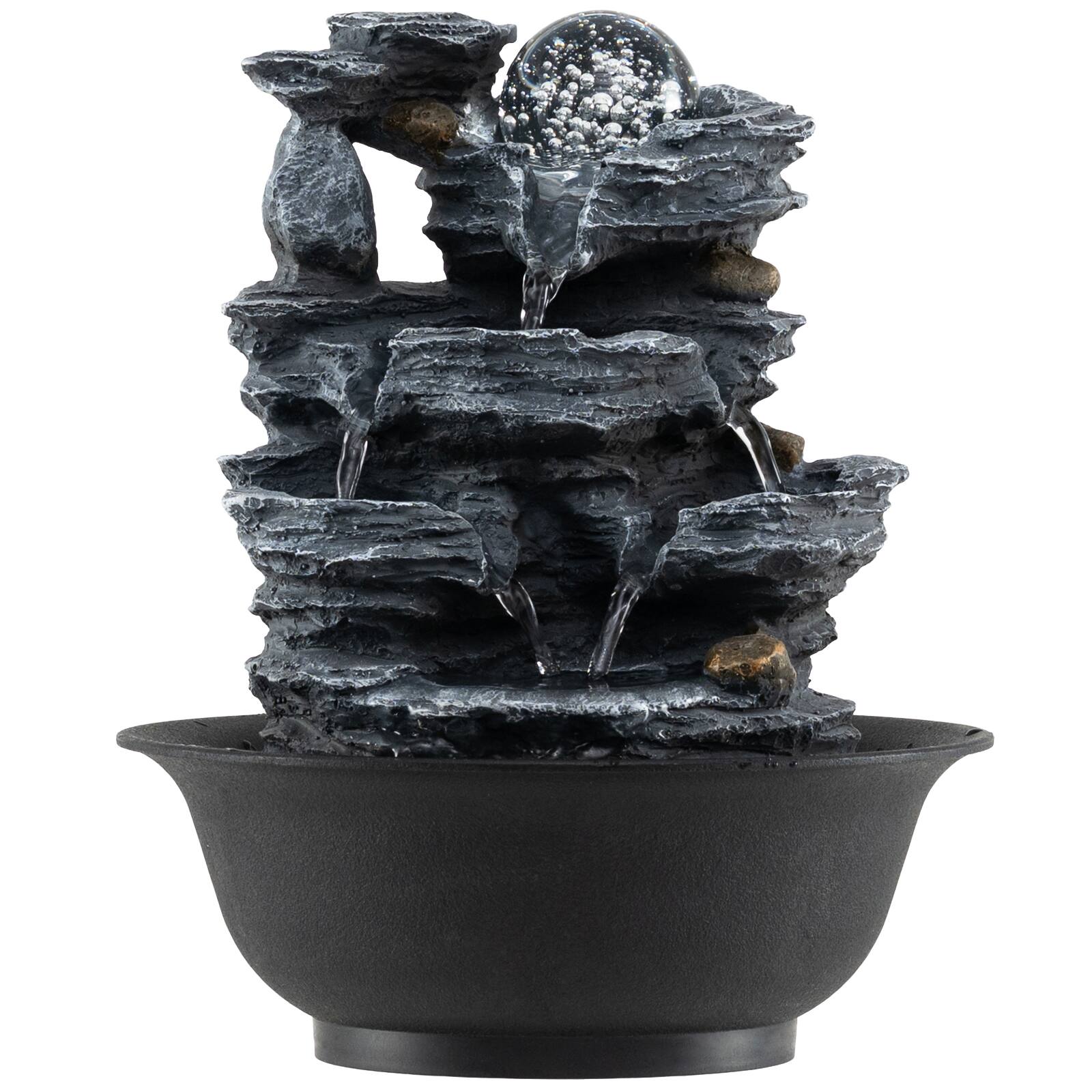 Alt View 9. Gymax - Gymax Tabletop Water Fountain w/Rolling Crystal Ball Color-Changing LED Light Pump - Black.