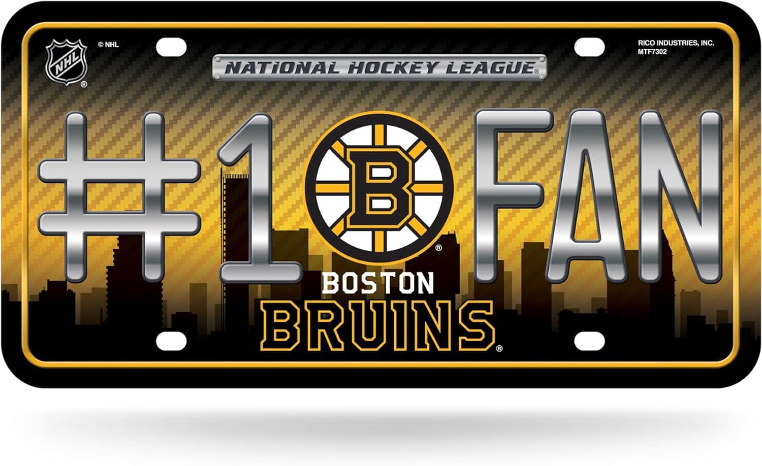 Rico Industries - Boston #1 Bruins Fan Metal License Plate - Multi