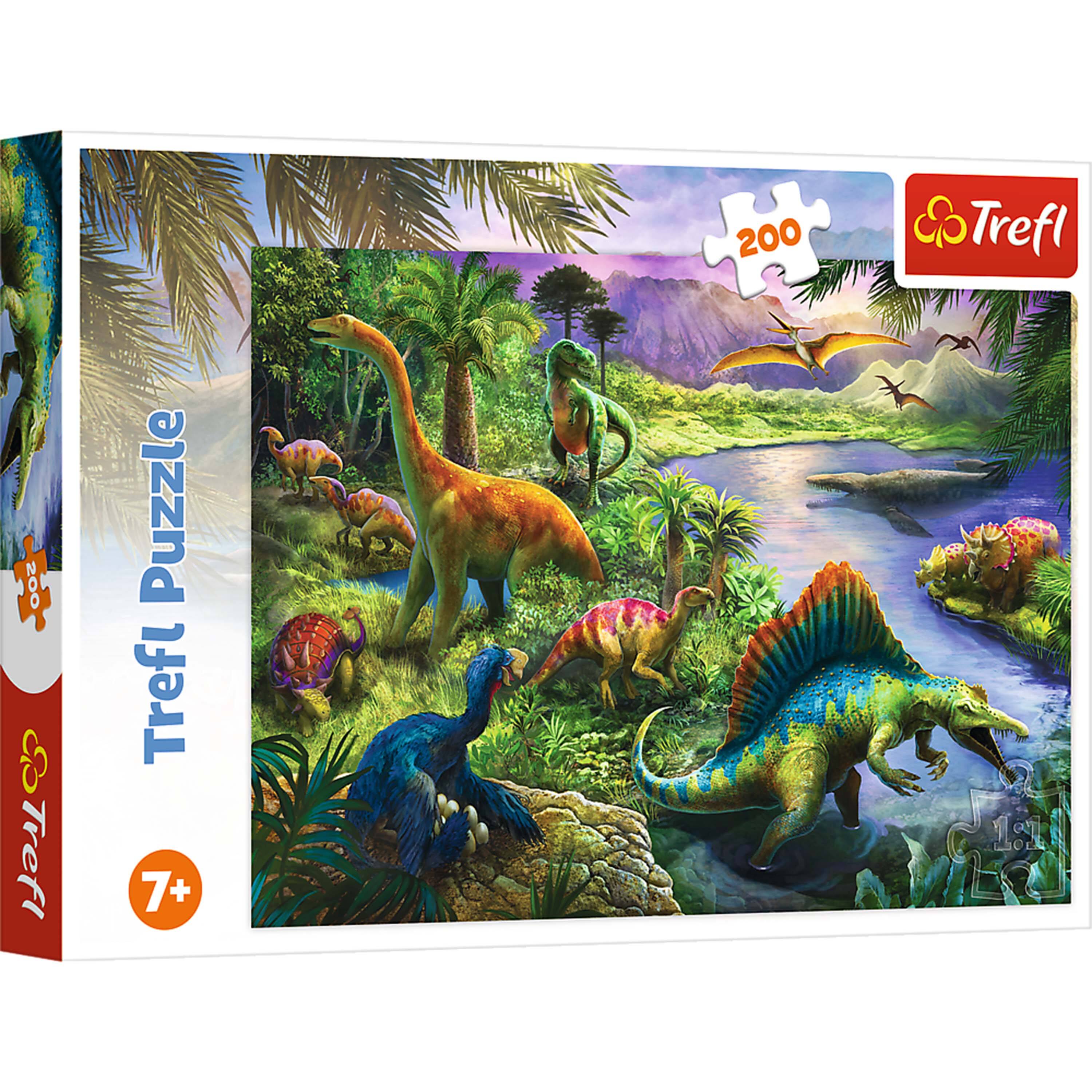 Trefl - Red 200 Piece Kids Puzzle - Hungry Dinosaurs