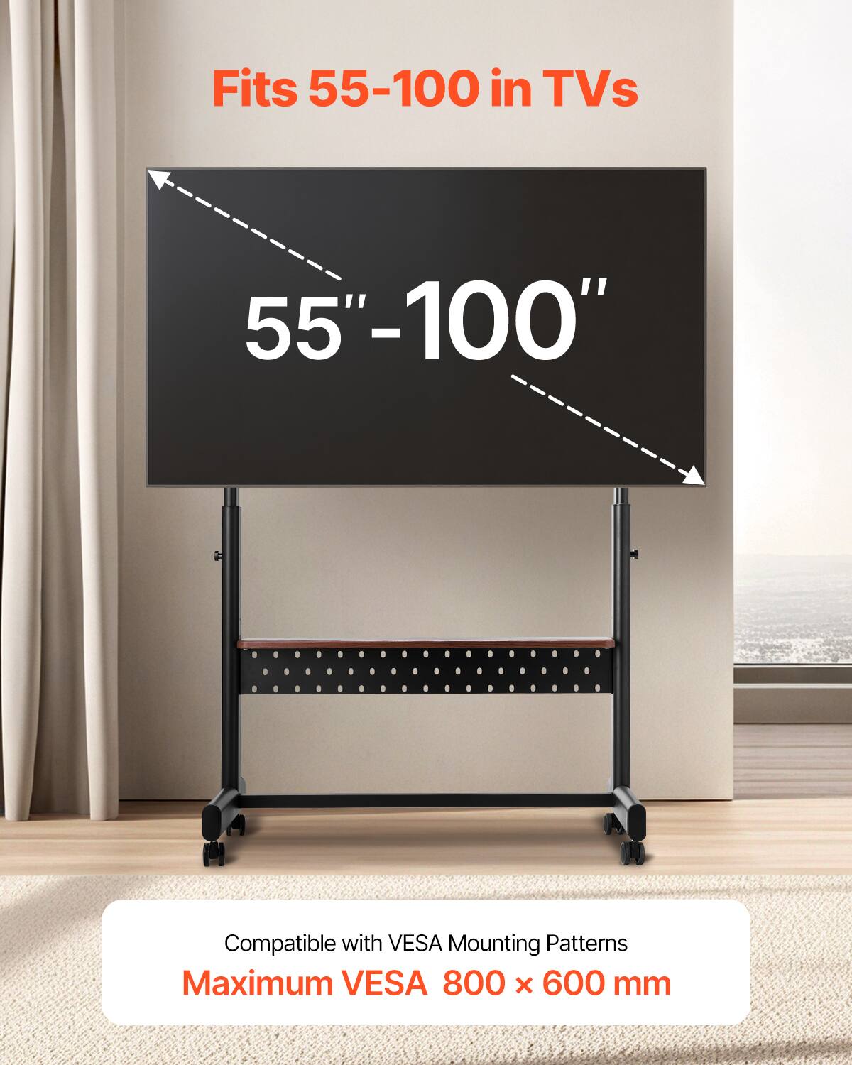 Fits 55-100 in TVs, 55"-100", Compatible with VESA Mounting Patterns, Maximum VESA 800 x 600 mm