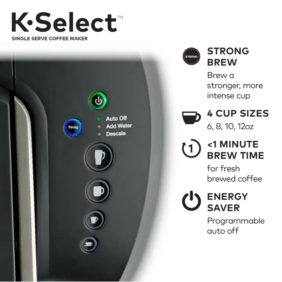 Alt View 18. Keurig - K-Select Single-Serve K-Cup Pod Coffee Maker - Matte Black.
