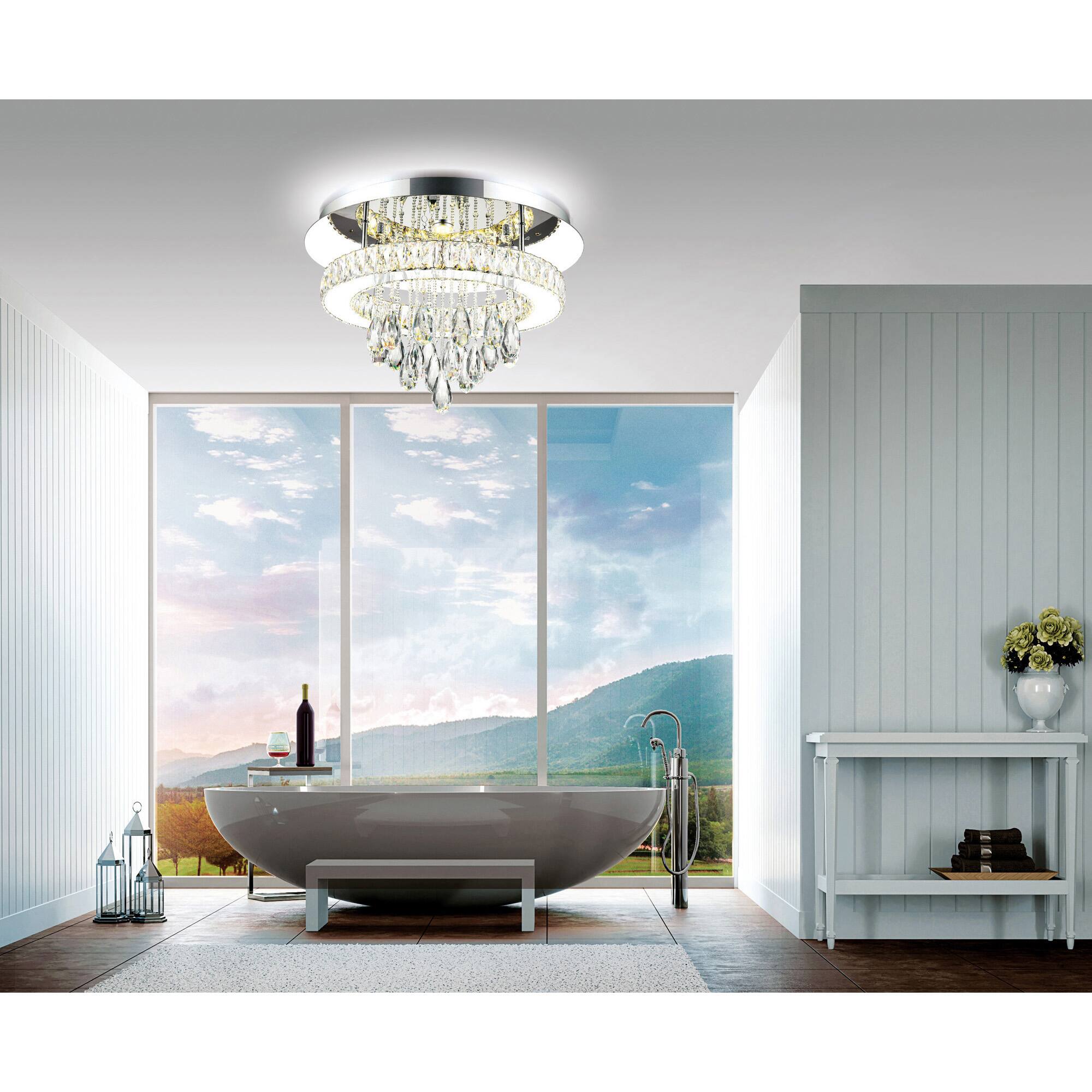 Alt View 2. CWI Lighting - Veil LED Flush Mount With Chrome Finish - Stainless Steel.