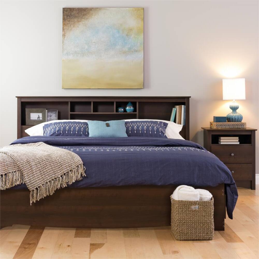 Alt View 1. Prepac - Espresso Fremont Tall 2 Drawer Nightstand with Open Shelf - Espresso.