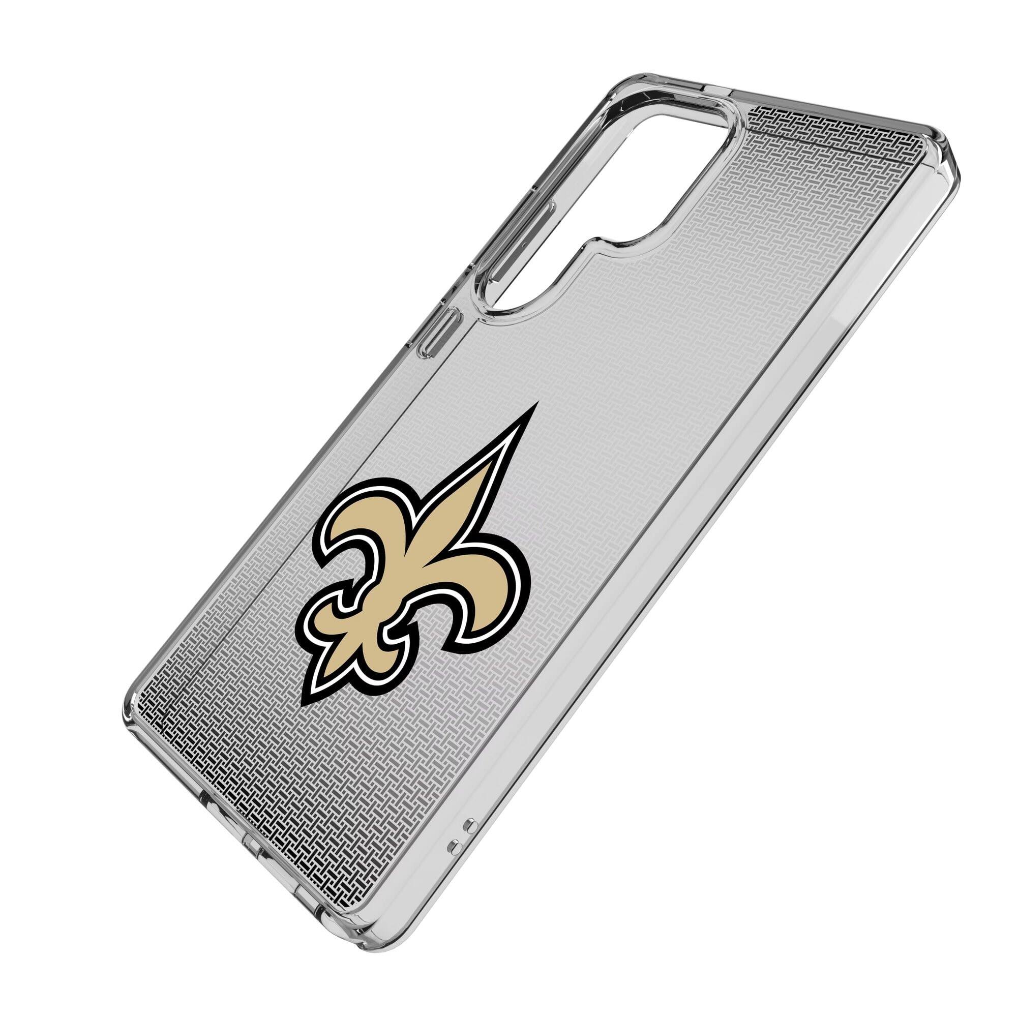 Alt View 1. Keyscaper - New Orleans Saints Linen Logo Galaxy Clear Case - S25 Ultra - Multicolor.