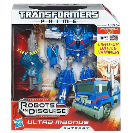 TRANSFORMERS PRIME
AGES 5+
INTERMEDIATE LEVEL 1 2 3
ALKALINE x2 BATTERIES INCLUDED
LIGHT-UP BATTLE HAMMER!
TRY ME!
ROBOTS IN DISGUISE
ULTRA MAGNUS AUTOBOT
Hasbro