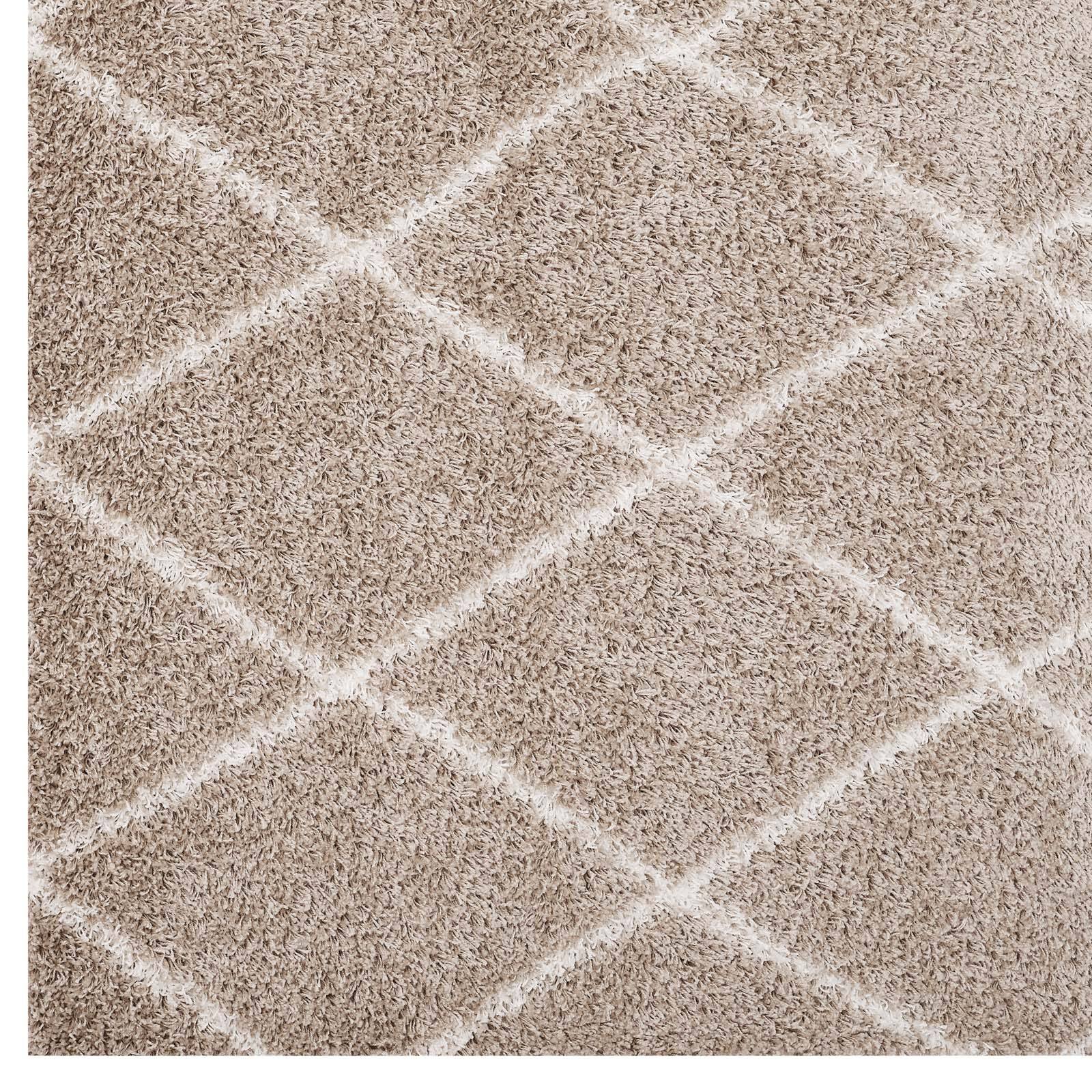 Alt View 1. Modway - Toryn Diamond Lattice Shag Area Rug - Beige and Ivory.