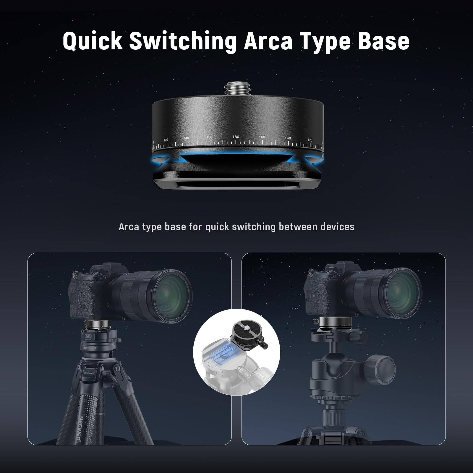 Quick Switching Arca Type Base

Arca type base for quick switching between devices