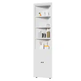 Boyel Living - 71" Tall Corner Storage Cabinet with 2 Doors 5-Tier Metal Cabinet with Adjustable Shelves Freestanding - White