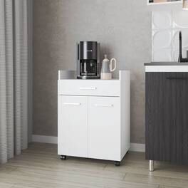 Loheer - Kitchen Cart with 2 Doors and 1 Drawer Modern Space Saving Kitchen Island - White