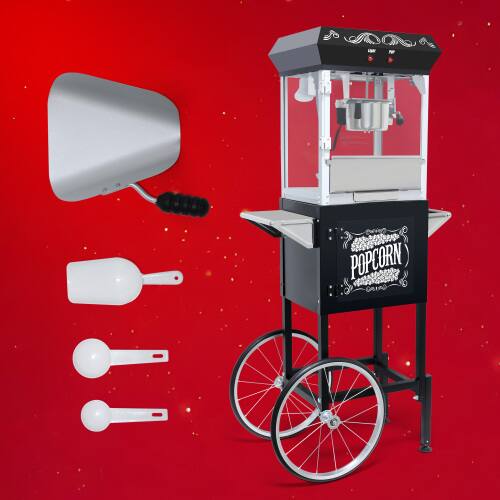 Alt View 1. WETIE - Popcorn Maker with Cart & Wheels, 8Oz Popcorn Machine w/ Locker, Stainless Steel Kettle Heated, 7QT per Batch, 650W - Black.