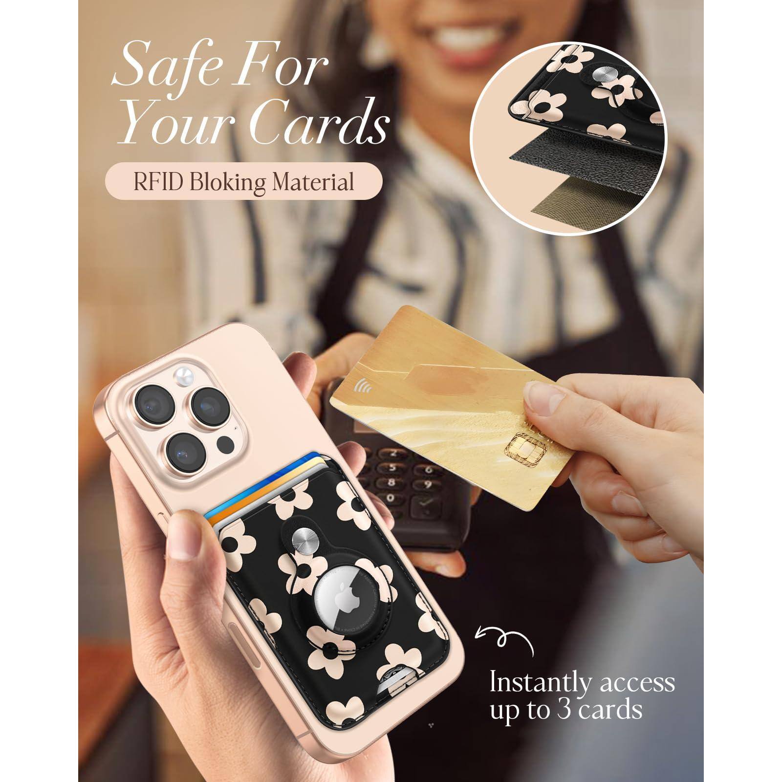 Alt View 2. Jadie Link - Magnetic Phone Wallet Airtag Holder Women Cute Card Compatible Magsafe 1615141312 Series Mag Wallets Rfid Fit Cards - Strawberry.