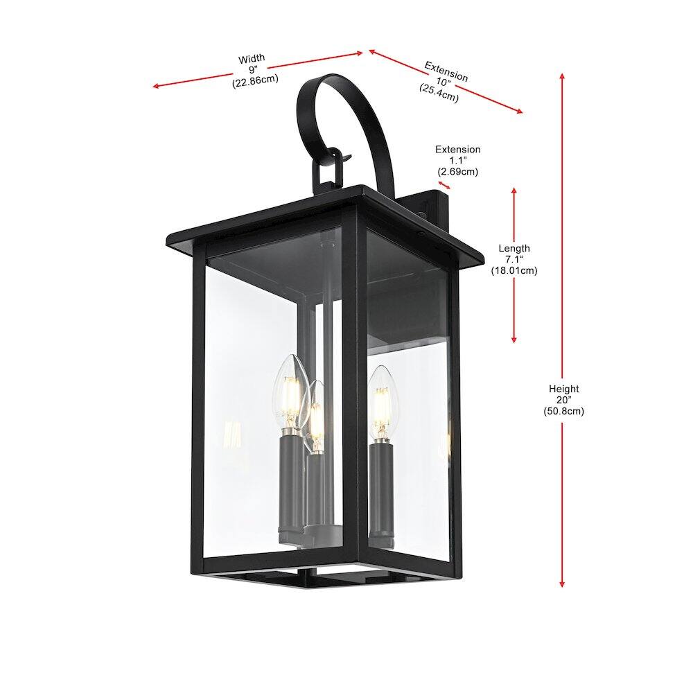 Width 9" (22.86cm)  
Extension 10" (25.4cm)  
Extension 1.1" (2.69cm)  
Length 7.1" (18.01cm)  
Height 20" (50.8cm)