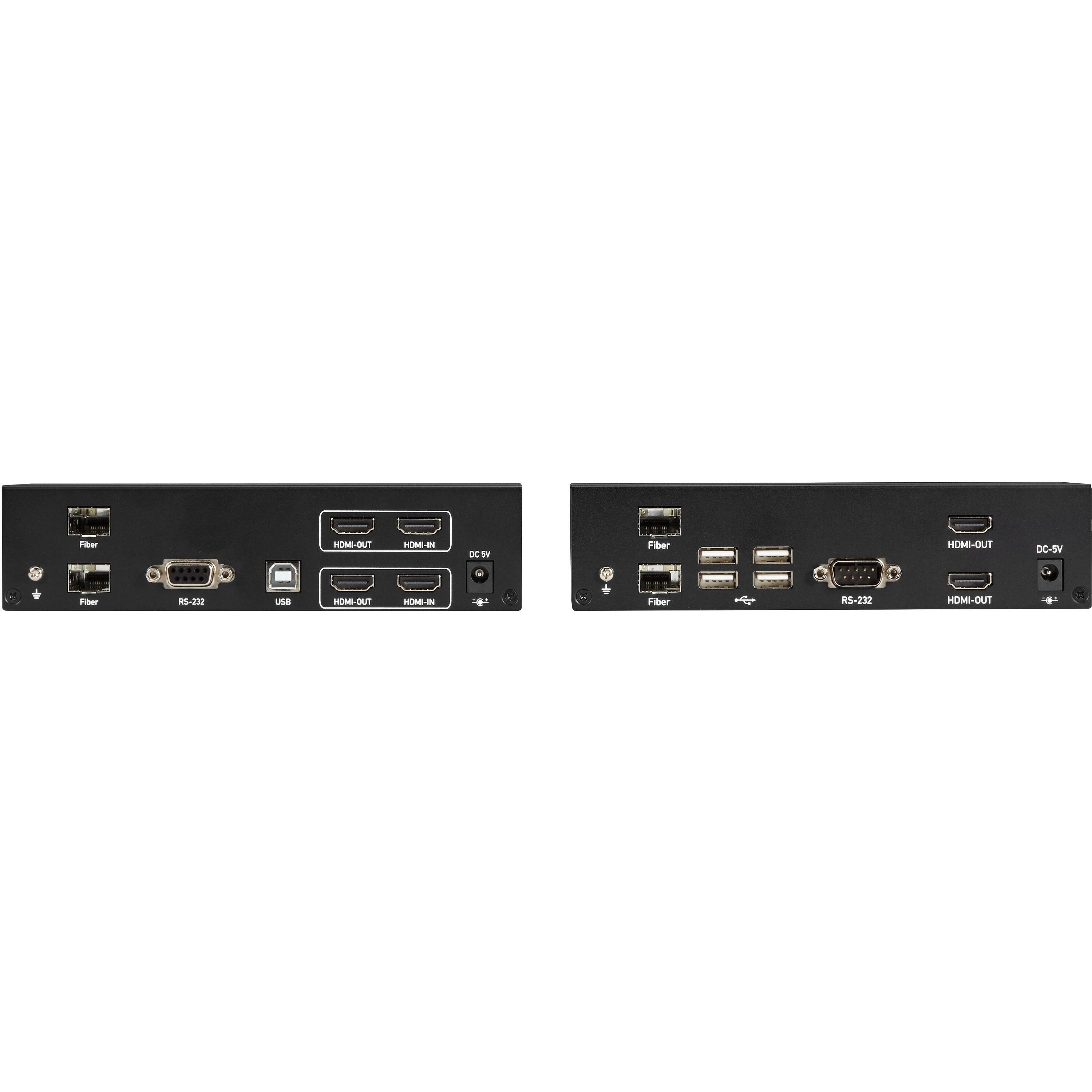 Fiber  
HDMI-OUT  
HDMI-IN  
DC 9V  
Fiber  
HDMI-OUT  
DC 5V  
Fiber  
RS-232  
USB  
HDMI-OUT  
HDMI-IN  
+  
Fiber  
by  
RS-232  
HDMI-OUT