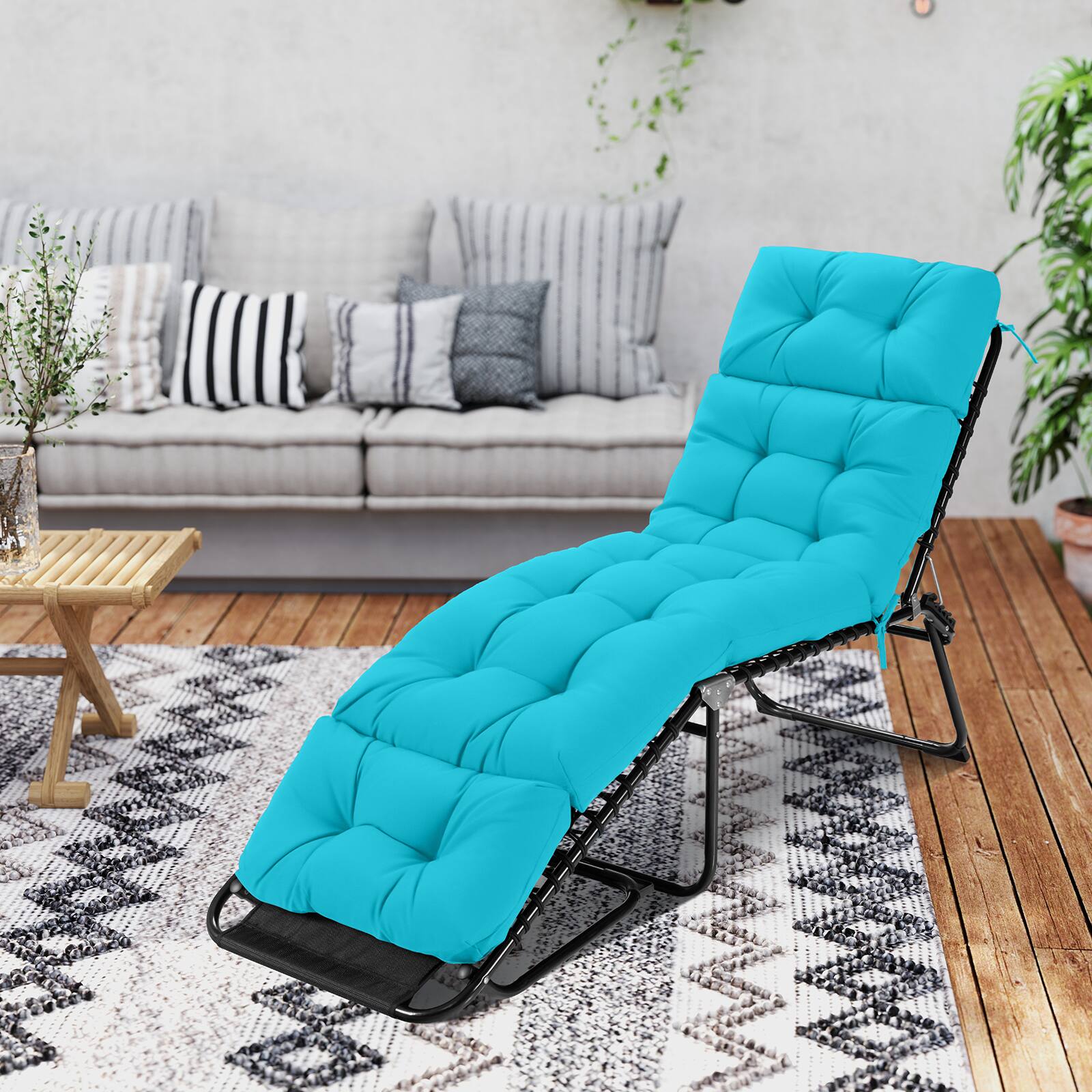 Alt View 4. Gymax - Gymax 4PCS 73'' Lounge Chaise Cushion Padded Recliner Cushion Indoor Outdoor - Blue.