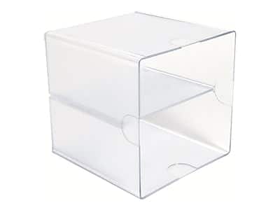 Deflecto - Cube 2 Compartment Stackable Plastic Compartment Storage - Clear
