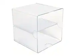 Deflecto - Deflect-O Cube 2 Compartment Stackable Plastic Compartment Storage, (350701) - Clear