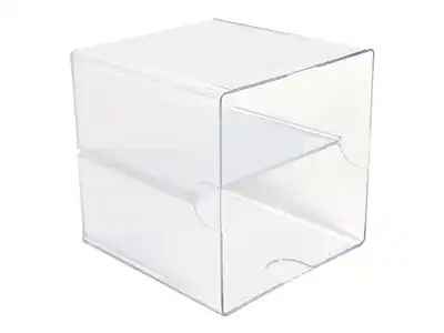Front. Deflecto - Deflect-O Cube 2 Compartment Stackable Plastic Compartment Storage, Clear (350701) - Clear.