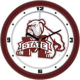MpDirect - Mississippi State Bulldogs 11.5'' Suntime Premium Glass Face Traditional Logo Wall Clock - Multicolor