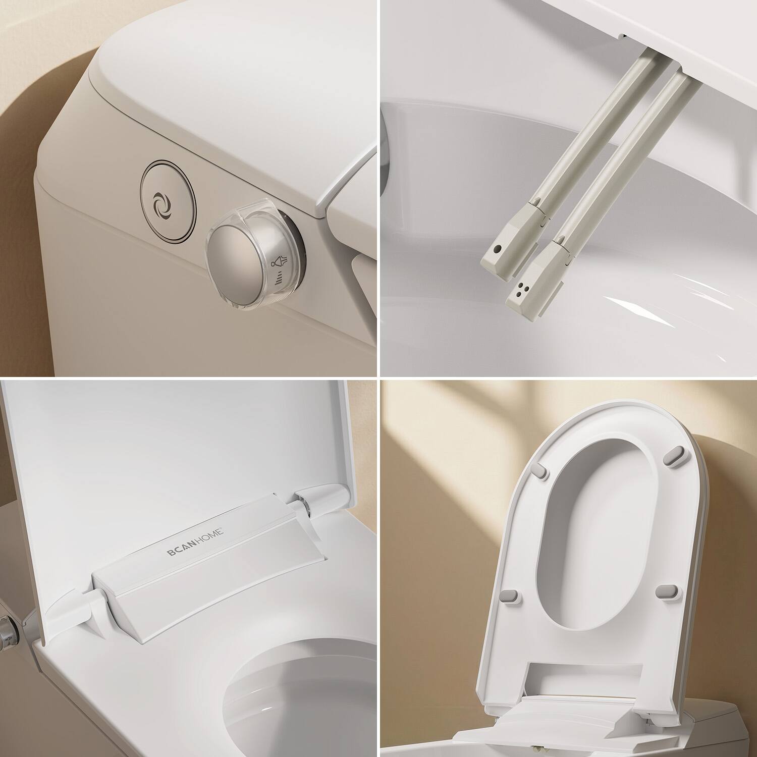 Alt View 8. Koligey - 17.5" ADA Non-Electric Bidet Toilet, MAP 1000g Powerful Flush Smart Toilet with Lady/Rear Wash, Foot-kick Flush - White.