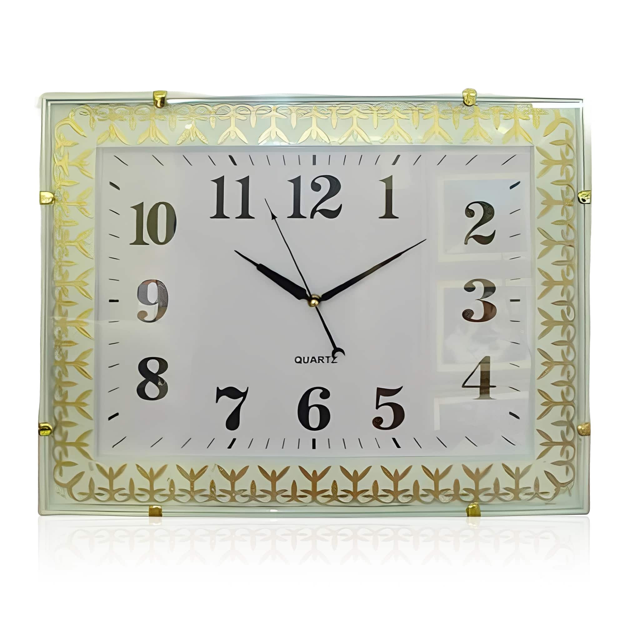 FC Design - 20"H Gold & White Elegant Rectangular Wall Clock - Timeless Decor - Multicolor