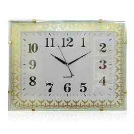 FC Design - 20"H Gold & White Elegant Rectangular Wall Clock - Timeless Decor - Multicolor