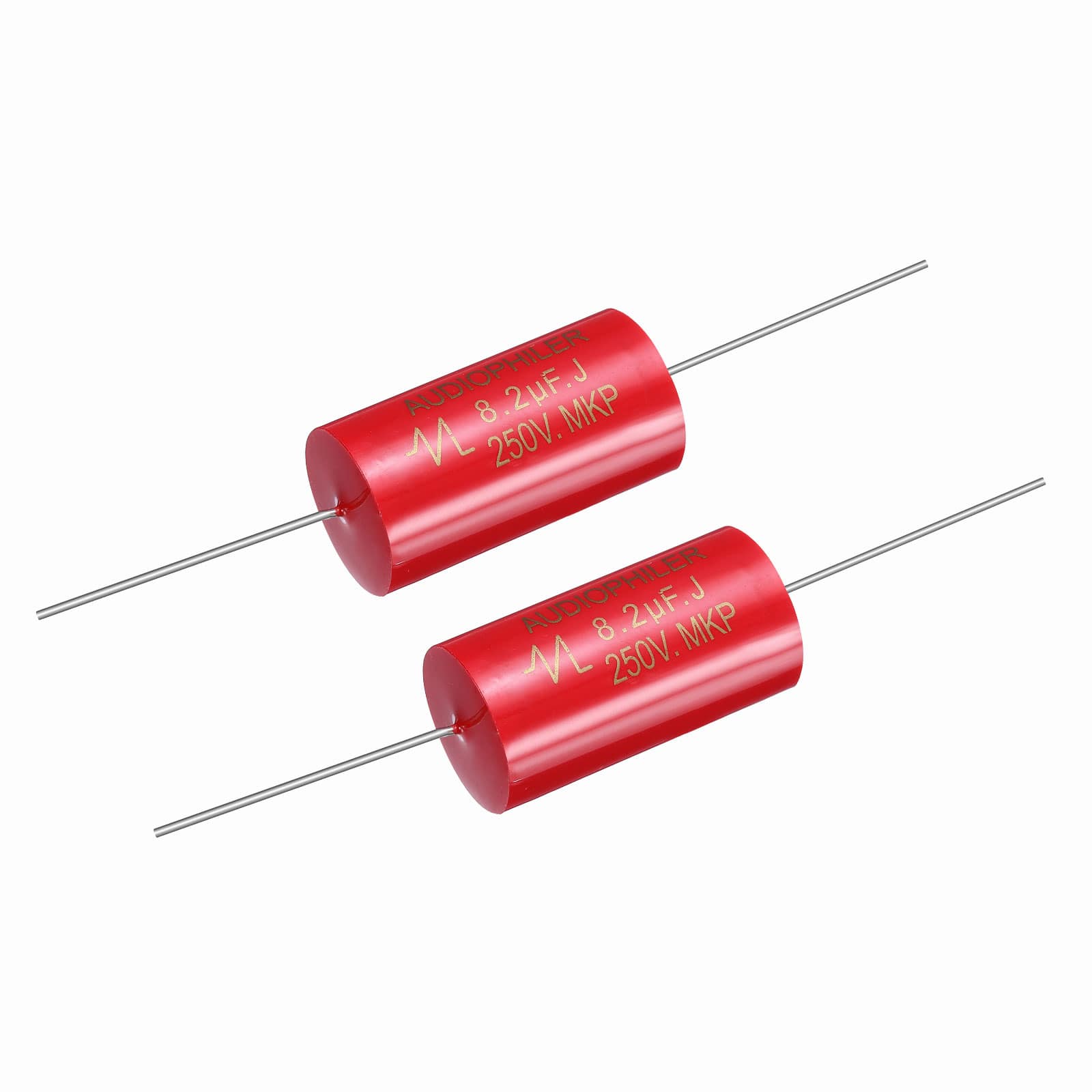 Unique Bargains - 2pcs 8.2uF 250V Axial MKP Film Capacitor for Audio Speaker Crossover Frequency Divider - Red price history on PriceWatchPro