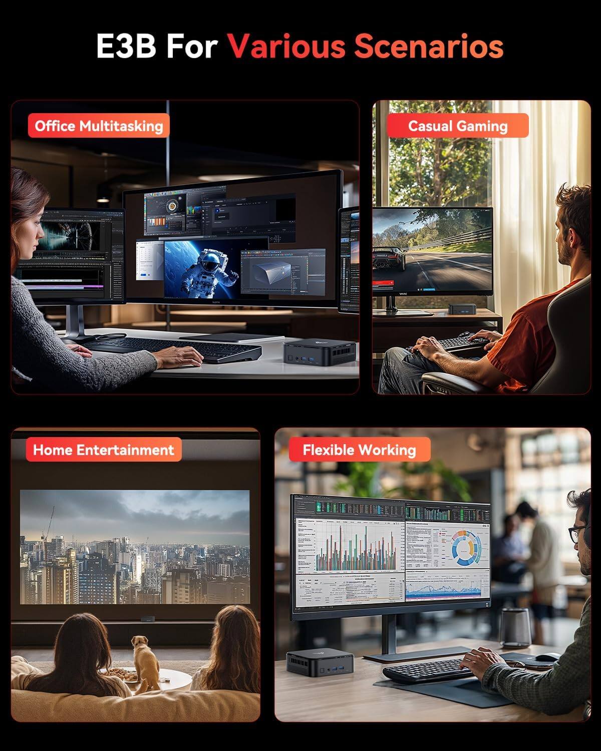 E3B For Various Scenarios

- Office Multitasking
- Casual Gaming
- Home Entertainment
- Flexible Working