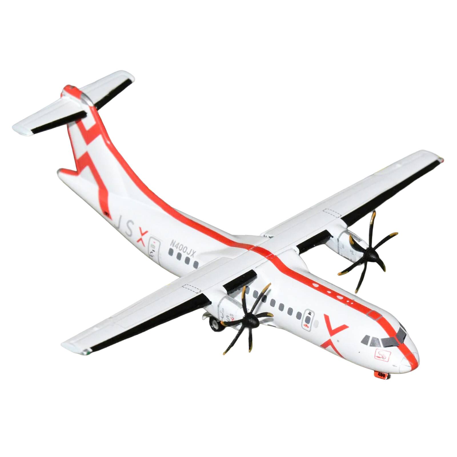 Alt View 1. GeminiJets - ATR 42-600 Commercial Aircraft "JSX" (N400JX) White with Red Stripes 1/400 Diecast Model Airplane by GeminiJets.
