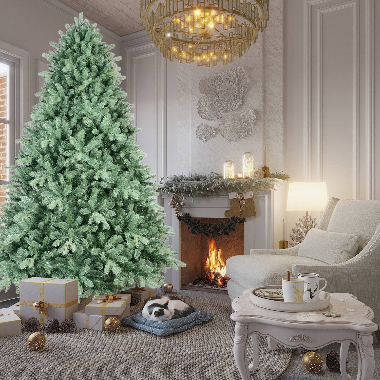 Alt View 5. Spaco - Spaco 4-8FT Artificial Christmas Tree,Auto-Shape Hinged Unbreakable Branches - Green.