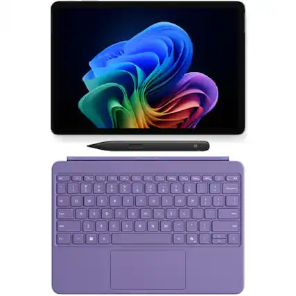 Front. Microsoft - Microsoft Surface Pro Copilot+ PC Platinum + Surface Slim Pen 2 Violet - Platinum.